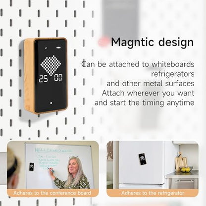 Visual Timer, Rechargeable Digital Hourglass Timer with LED Display - color: Wood Grain Finish