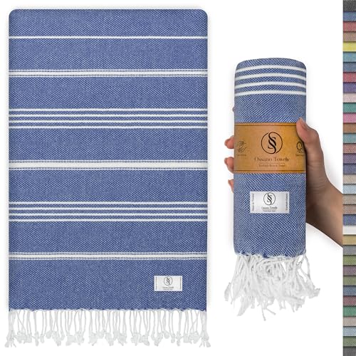 Ossano Turkish Beach Towel Compact & Lightweight Extra Large (39" x 71") - Quick Dry, Versatile and Functional as Picnic, Travel and Yoga Blanket, Pool, Shower, Cruise and Gym Towel - Royal Blue - color: Royal Blue