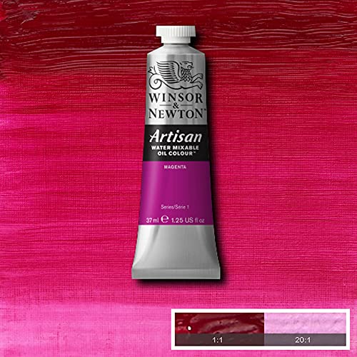 Winsor & Newton Artisan Water Mixable Oil Colour, 1.25-oz (37ml), Magenta | Clean with water; no solvents needed. Color depth, lightfastness, opacity/transparency are the same as traditional oils. - color: Magenta, style: 1.25-oz