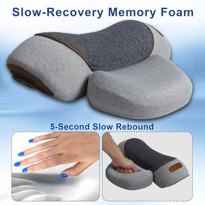 3-in-1 Neck Massager Pillow, Traction Massager with Massage Hot Compress Traction Stretching, Pillow Massage Neck Hump with 118-inch Extra-Long Cord, Light Gray - color: Light Gray