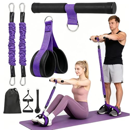 Multifunctional Pedal Resistance Band with Handles for Women Men - color: Purple