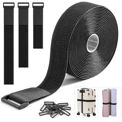 Trilancer 1.5''x 16Ft Heavy Duty Hook and Loop Straps with 15 Buckles | Adjustable, Cut-to-Length, Reusable Cinch Straps for Securing Cables, Hoses, Pipes, and More - size: 1.5'' x 16Ft