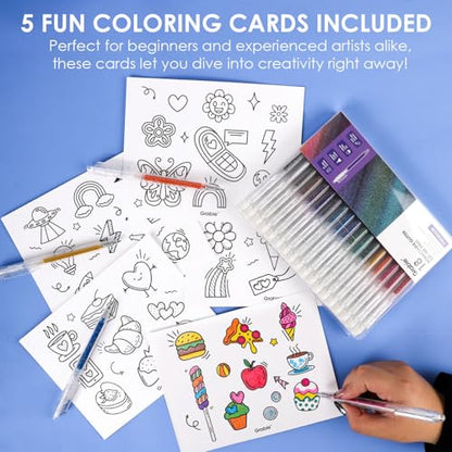 Grabie 18 Color Glitter Gel Pens, Retractable Sparkle Art Pens | Retractable Design, Smooth Gel Ink, Sparkling Finish, Acid Free Ink, Quick Drying, Coloring Books, Journaling, Drawing - color: 18 Colors Retractable Glitter Gel Ink Pens