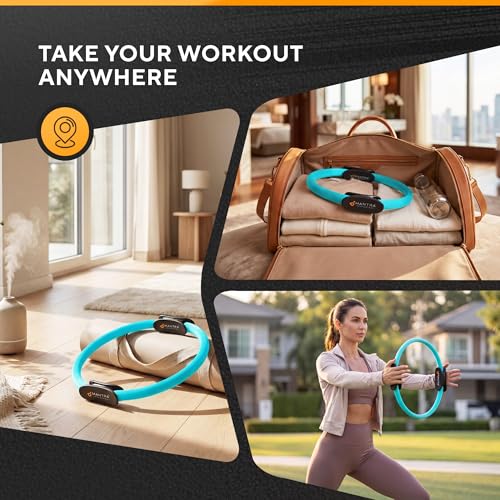 Pilates Ring Circle, Magic Circle Pilates Ring, Inner Thigh Exercise Equipment, Fitness Rings for Women, Thigh Master Inner Thigh Exerciser, Yoga Ring Pilates Equipment for Home Workouts - color: Ocean Teal
