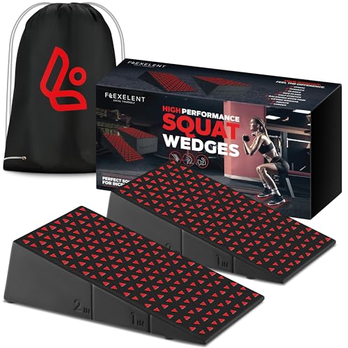 Flexelent Heel Elevated Squat Wedge Block Pair, 17° Angle, Bag Included - color: Blaze Red