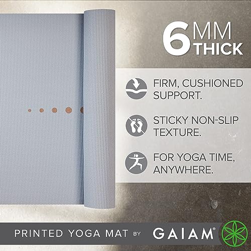 Gaiam Premium Yoga Mat, 6mm Thick Print Mat | Premium 6mm thick cushioning for joint support. Non-slip print design for yoga, Pilates & floor workouts. - color: Violet Vision