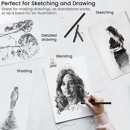 Willow Charcoal Sticks, Natural Willow Charcoal for Artists, Beginners, or Students of All Skill Levels, Great for Sketching, Drawing, and Shading, Approx 7-9mm in Diameter, Pack of 25
