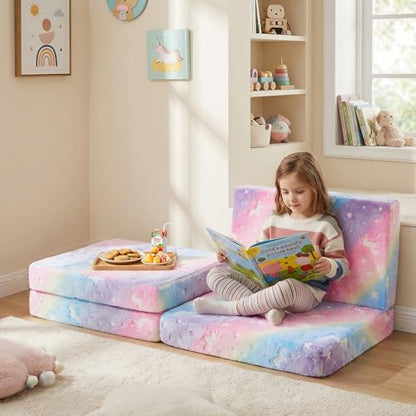 MeMoreCool Kids Folding Mattress, 63x26 Trifold Floor Mat, Rainbow - color: Rainbow