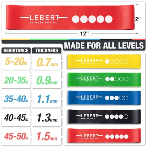 Lebert Mini Resistance Bands – 5 or 10 Pack Loop Bands - color: a) Multicolor 5 Pack