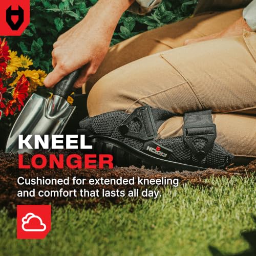 NoCry Professional Gel Knee Pads for Work with Soft Foam and Gel Cushion — Heavy Duty Cap, Reinforced Adjustable Straps, Military Grade Rivets and Built-in Hang Loops — Perfect for Construction - style: Original