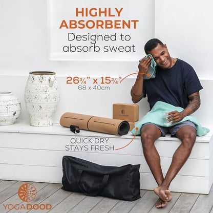 Yoga Dood Meditation Bench & Towel Bundle - Bamboo Seiza Bench with Cushioned Kneeling Seat for Comfort - Foldable Prayer Stool for Mindful Practice & Breathwork