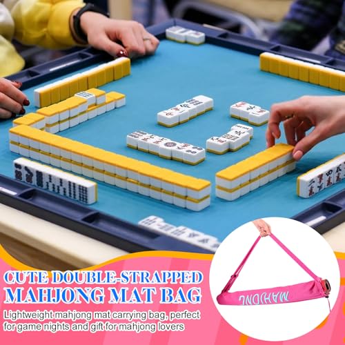 34 Inch Mahjong Mat Bag Storage Holder,Pink,Soild - color: Pink, style: Soild