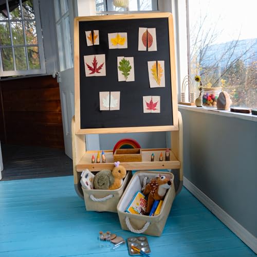 3-in-1 Kids Art Easel with Wheels - Height Adjustable, Dual-Sided Magnetic Chalkboard & Whiteboard, Storage Bags Included - Mobile Art Station for Children, 25"x21" Extra-Large Drawing Board - style: Rolling Easel
