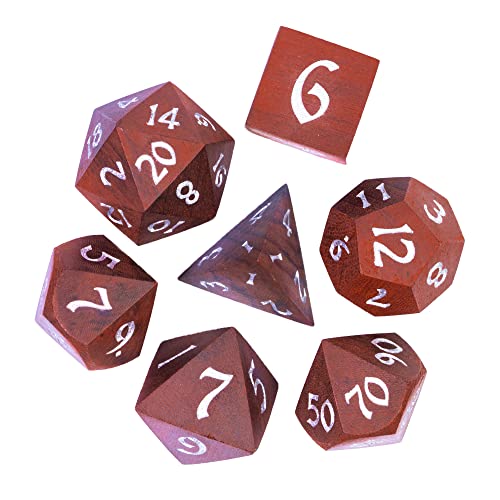 Polyhedral Dice Set Wooden DND Dice Set Coralwood for Tabletop Games - color: Coralwood