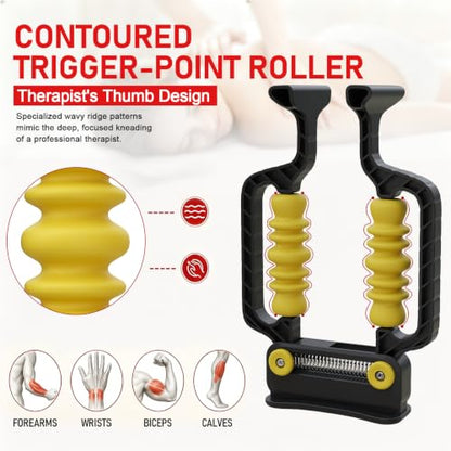 Adaptive Arm Massage Roller with Spring Base for Forearm & Tennis Elbow - color: Black