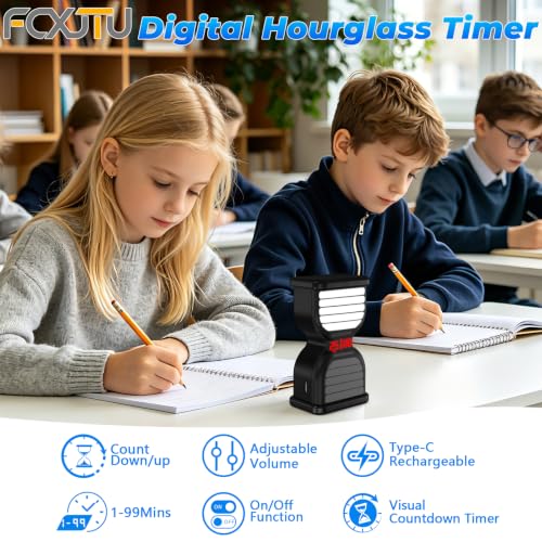 Digital Hourglass Timer for Productivity, Visual Countdown with Flight Flow - color: Black