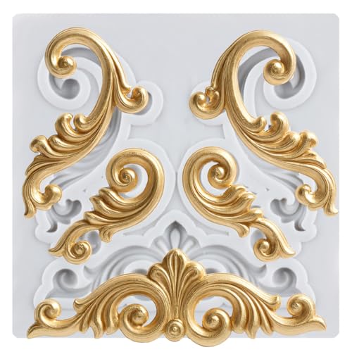 Baroque Emboss Border Polymer Clay Mold Relief Lace Silicone Molds | 3D Filigree Sculpted Mold DIY Craft Epoxy Resin Casting Polymer Clay Tools Crafts Air Dry Jewelry Making - color: Style C