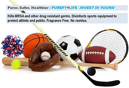 Purefypro Sports Equipment Disinfectant Spray - (4oz, 2pk) Kills 99.9999% MRSA, HIV, Athlete Foot Fungus, Virus and Fungi. No Rinse, No Residue. Sports Pads, Yoga Mats, Shoes, Boxing Gloves Euipment - size: 4 Fl Oz (Pack of 2)