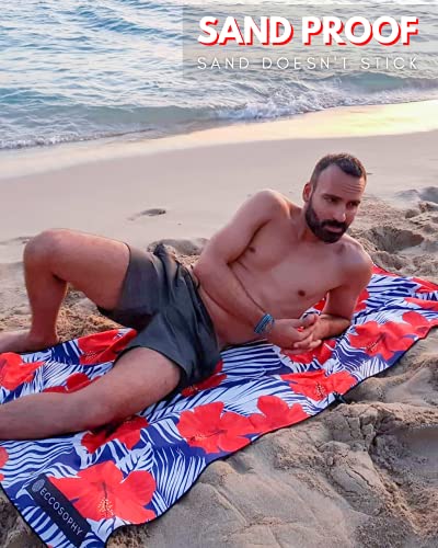 ECCOSOPHY Microfiber Beach Towel - Quick Dry, Sand Free and Oversized 71x35 | Super absorbent, lightweight, swimming, gym, extra large, pool, cruise, camping, yoga, travel, compact, carry bag, vacation - color: Fiji