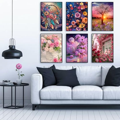 Ellunyo 12 Pack Diamond Painting Kits for Adults,Landscape Diamond Painting Kits, 5D Diamond Painting Kits for Adults, Full Drill Craft Kits 12x16 inch,Cute Painting