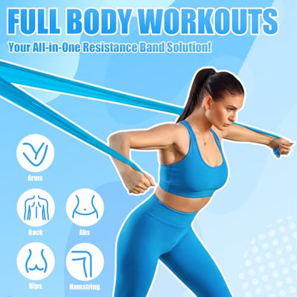 Shappy 20 Pcs Resistance Bands Bulk 4.9 ft Long Non-Latex Exercise Elastic Stretch Work Out Bands for Women Men Pilates, Physical Therapy, Strength Training, Yoga, Workout - color: Blue