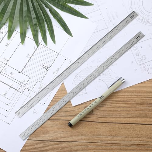 Mr. Pen- Machinist Ruler, 12 Inch, 2 Pack, Stainless Steel Imperial | Precision Measuring Tool, 1/10, 1/100, 1/32, 1/64 Inch Graduation for Engineering, Carpentry, Drafting, Office, School - style: 12 inch, 2 Pack