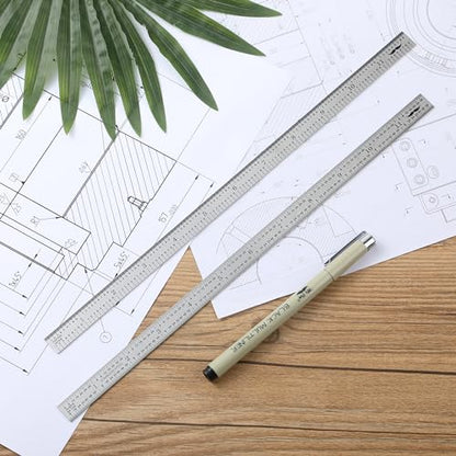 Mr. Pen- Machinist Ruler, 12 Inch, 2 Pack, Stainless Steel Imperial | Precision Measuring Tool, 1/10, 1/100, 1/32, 1/64 Inch Graduation for Engineering, Carpentry, Drafting, Office, School - style: 12 inch, 2 Pack