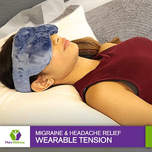 Cooling Eye Compress - Soft Blackout All Natural Aromatherapy for Tension Relaxation, Stress and Pain Relief - Wearable Tension Migraine & Headache Relief - Long Lasting Cooling Therapy - color: Blue