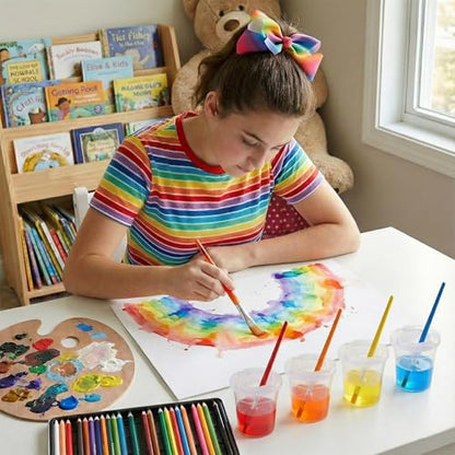 HANLANXUE 24 Packs Empty No Spill Paint Cups with Lids, Reusable Mini Clear Plastic Paint Storage Containers Art Painting Craft Supplies