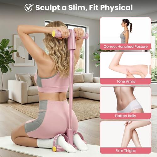 2026 Upgraded 8-Tube Multifunction Pedal Resistance Bands with Handles - Ultra-Strong Tension for Yoga, Full-Body Workout - Ideal for Home, Office & Travel Fitness (Pink)