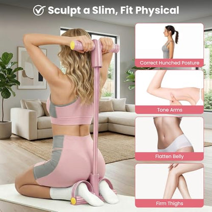 2026 Upgraded 8-Tube Multifunction Pedal Resistance Bands with Handles - Ultra-Strong Tension for Yoga, Full-Body Workout - Ideal for Home, Office & Travel Fitness (Pink)