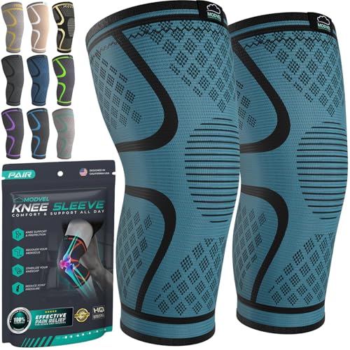 Modvel Compression Knee Brace for Women & Men - 2 Pack Knee Brace for Women Running Knee Pain, Knee Support Compression Sleeve, Workout Sports Knee Braces for Meniscus Tear ACL & Arthritis Pain Relief - color: ARMY BLACK, size: Small