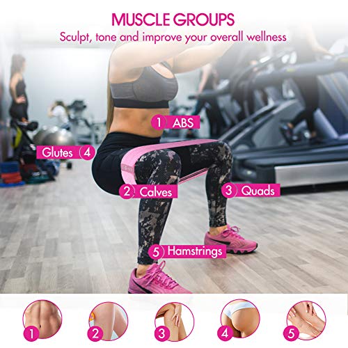 Resistance Bands, Fabric Workout Bands for Women & Men, Cloth Booty Resistance Loop Bands, Thick Squat Bands for Butt/Legs/Thigh/Hip/Glute Excersing - color: Pink/green/purple