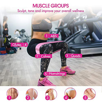 Resistance Bands, Fabric Workout Bands for Women & Men, Cloth Booty Resistance Loop Bands, Thick Squat Bands for Butt/Legs/Thigh/Hip/Glute Excersing - color: Pink/green/purple
