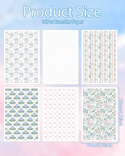 Flowers Polymer Clay Transfer Paper - 18 Pcs Spring Floral Gingham Polka Checkerboard Clay Transfer Sheets for Earrings Jewelry Making - color: aesthetic flower