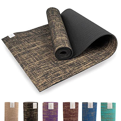 Myga Jute Yoga Mat, High Performance Vegan Floor Exercise Mat, Eco Friendly Biodegradable Yoga Mat with PVC Backing,72" x 24", 0.2" Thickness - color: Black