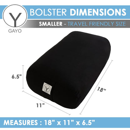 Y O GAYO Yoga Bolster - Made with 100% Cotton, Yoga Pillow Set Includes Extra Washable Cover and Carry Bag - color: Travel Size (18 x 11 x 6.5 in)