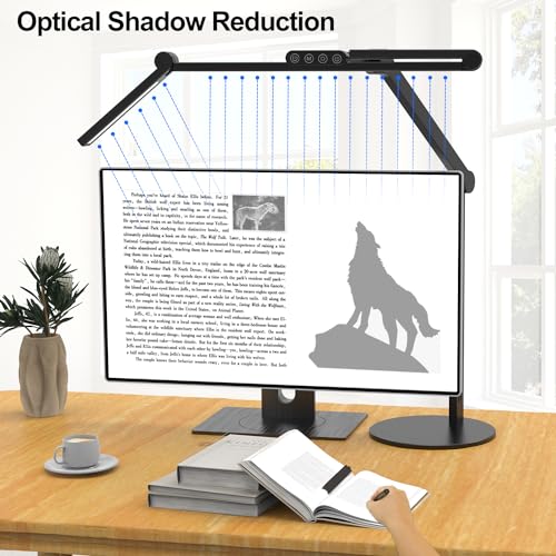 Architect Desk Lamp with Atmosphere Lighting, Adjustable Led Desk Light for Home Office with Base, 24W Bright Auto Dimming Table Light with Rotatable Swing Arm for Workbench Computer - color: Black