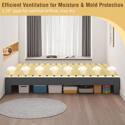 Japanese Tatami Mat Floor Bed, Knotless Solid Wood, Roll-Up Slatted, Bed Plate with 2 Storage Straps, Moisture-Proof and Breathable for Floor Sleeping or Futon Mattress, Full - size: Full