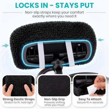 Vive Mobility Knee Scooter Pad Cover - Soft Adult Sheepskin Memory Foam - color: Black