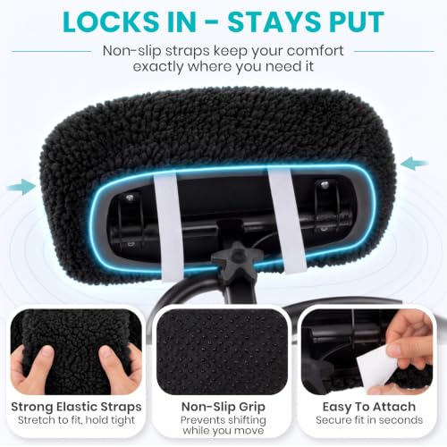 Vive Mobility Knee Scooter Pad Cover - Soft Adult Sheepskin Memory Foam - color: Black