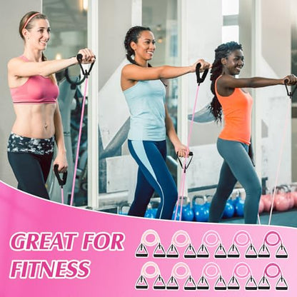 Shappy 10 Pcs Resistance Bands with Handles | Exercise Stretch Bands for Exercise, Woman Man Training Physical Therapy Workouts Fitness - color: Pink