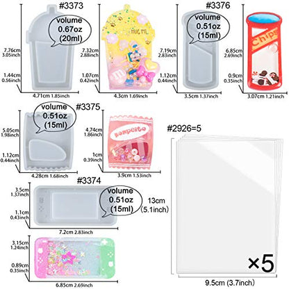 Resin Shaker Molds Set Charms Pendant Jewelry Making Supplies, Drinking Cup, Handheld Game, Chips, Candy 4 Silicone Trays with 5 Seal Films Larger 3inch - color: Charms Pendant Craft 9-Pack