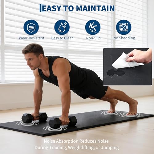 Garvee Exercise Equipment Mats 0.56" Thick 96 Sq ft Gym Flooring – 12 Tiles (24" x 24") Rubber Top with High Density EVA Foam, Interlocking Puzzle Workout Mats for Home Gym Exercise– Black