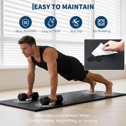 Garvee Exercise Equipment Mats 0.56" Thick 96 Sq ft Gym Flooring – 12 Tiles (24" x 24") Rubber Top with High Density EVA Foam, Interlocking Puzzle Workout Mats for Home Gym Exercise– Black