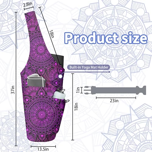 Yoga Bag for Women, Large Yoga Mat Bag Tote Carrier with Wet Dry Pocket | Water Bottle Holder & Adjustable Strap, Fits 1/2" Thick Yoga Mat for Gym, Pilates, Travel, Work - color: YOGA-08