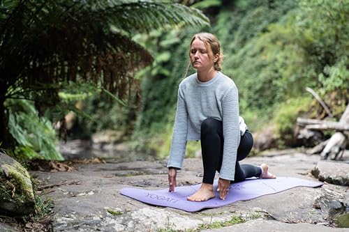 YOGATI® Yoga Mat with Strap with Alignment Lines. Home Workout Mat for Women, Men and Kids. Thick Non Slip Yoga Mat for Pilates and Fitness. Brown, Pink and Purple Yoga Mats - color: Purple