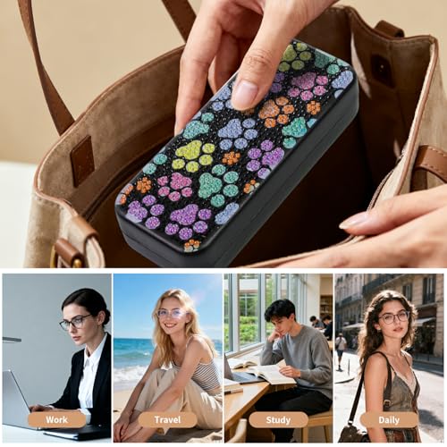 FlyingMage 5D Diamond Art Painting Kit for Adults Beginner, Small DIY Diamond Dots Gem Art Painting Mosaic Kits, Cute Hard Shell Sunglasses Eyeglasses Glasses Case for Women Teen, Cat Paw - color: Multicolor Paw