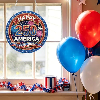 ARPADAMO Hanging Ornament Diamond Art Kits for Adult Anniversary 7.2x7.2in | 5D DIY Special Shaped Crystal Independence Day 250th America Patriotic Diamond Painting Kit,Window Hanging Gift Home Garden - color: DP03973