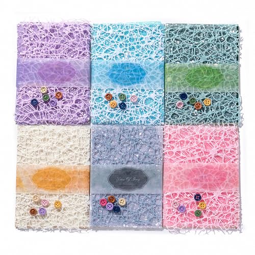 156 Sheets Textured Scrapbook Paper & Mesh Fabric Assorted Set +30 Buttons - 6 Pack Mixed Special Paper for DIY Scrapbooking Planner Bullet Junk Journal Supplies Collage Background 3.9x5.5 Inch
